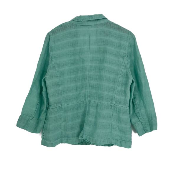 Eileen Fisher Linen Blazer Jacket size Medium Aqua Blue/Mint Green - Picture 5 of 10